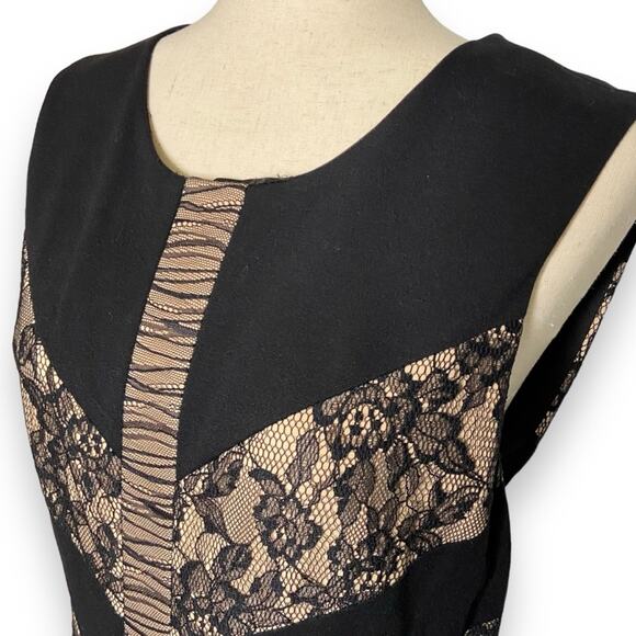 BCBGMAXZARIA Raina Sheath Knee Length Dress In Tan Black Women’s Size Large - Picture 2 of 9